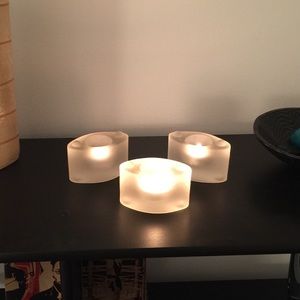 Frosted set of 3 tea light candle holders new $28